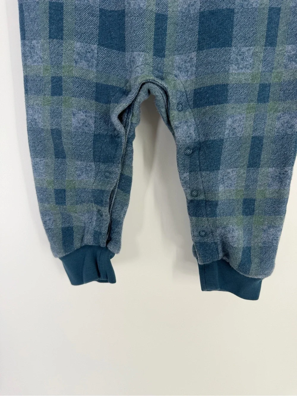 Tea Collection Kids Blue Green One Piece Long Sleeve Plaid Jumpsuit Size 18-24 M
